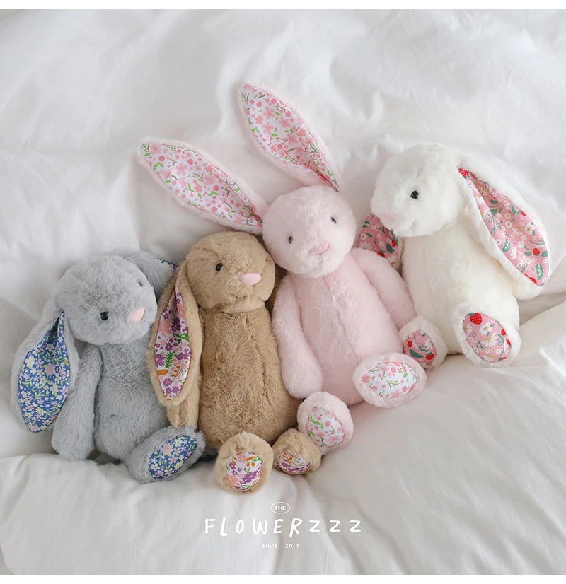 30cm Bonnie Rabbit Floral Ears Plush Toys Cartoon Stuffed Bunny Dolls Children's Room Decor Toy Soft Birthday Gifts For Girl