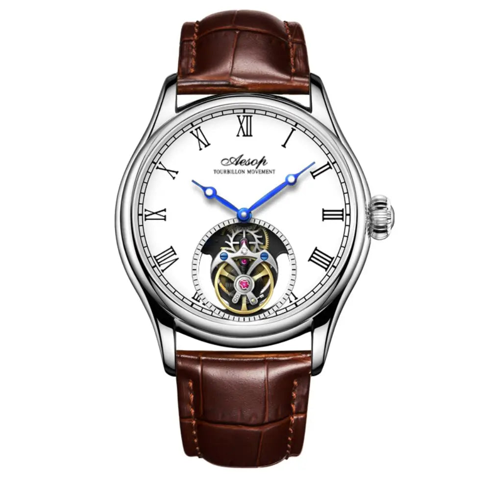 Aesop Real Flying Tourbillon Movement Mechanical Watches Luxury Watch for Men Skeleton Tourbillon Watch Sapphire Official Store