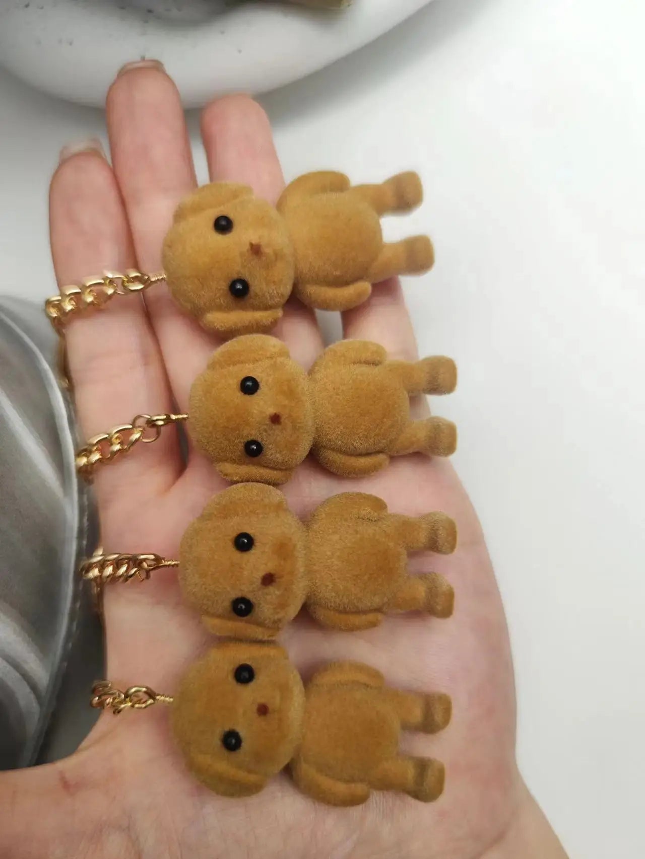 Forest Family Flocking Dog Keychain Cute Flocked Little Poodle Animals Keyring Bag Pendant Backpack Charms Accessories wholesale