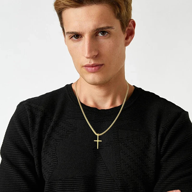 パンククロスペンダントリンクチェーン メンズ レディース 316Lステンレススチール ヒップホップネックレス ゴールド シルバー ファッションジュエリー ギフト 防水