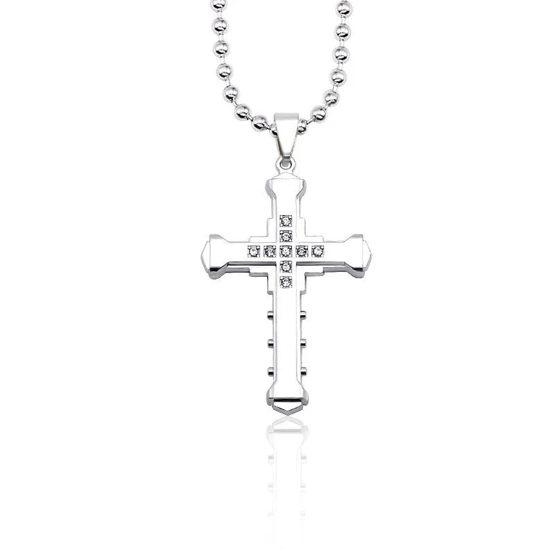 ヴィンテージクロスネックレス メンズ レディース トレンディなクロスペンダント 象嵌ジルコンチョーカーネックレス パーティージュエリー 彼氏へのギフト