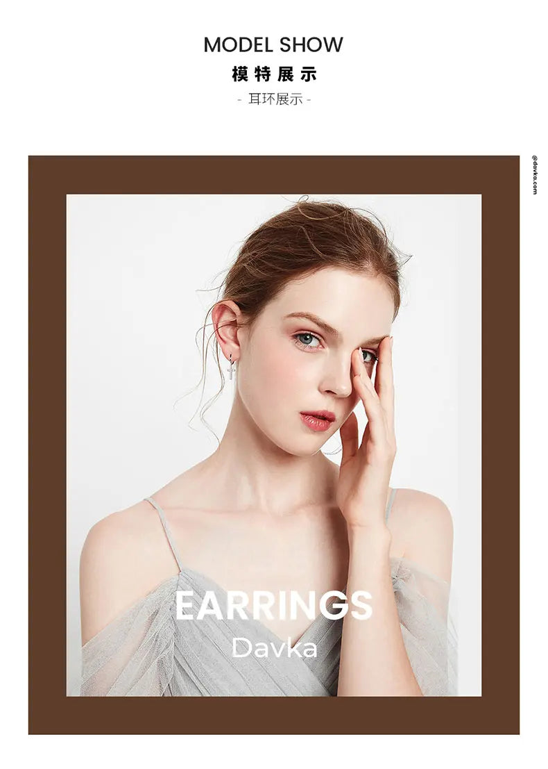 New Arrival 925 Sterling Silver Earrings  Zircon Cross Drop Earrings For Women Birthday Gift Earings Fashion Jewelry