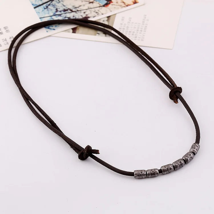 タグクロスペンダントネックレス レディース ヴィンテージ ハンドメイド 本革チェーン チョーカーネックレス メンズ ジュエリー