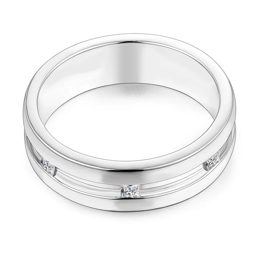 Princess Square Cut D Color Moissanite 18K White Gold Plated Engagement Wedding Band Moissanite Lab Grown Diamond Ring for Women