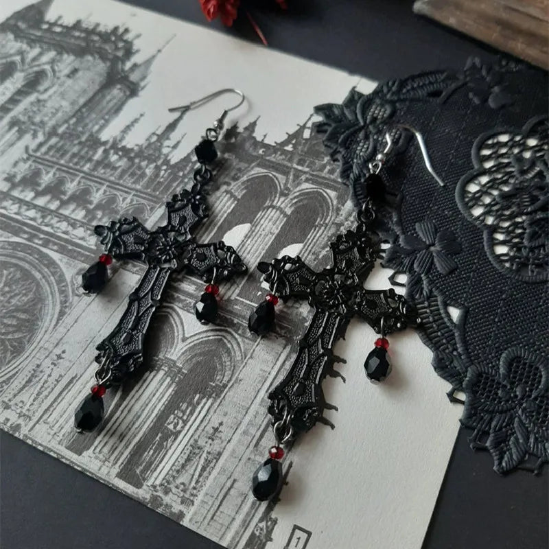新しいゴシックロザリオネックレス祈りビーズビーズトラッドクロスハロウィンペンダントウィッチャーチャームゴスハンドメイドジュエリー創造性