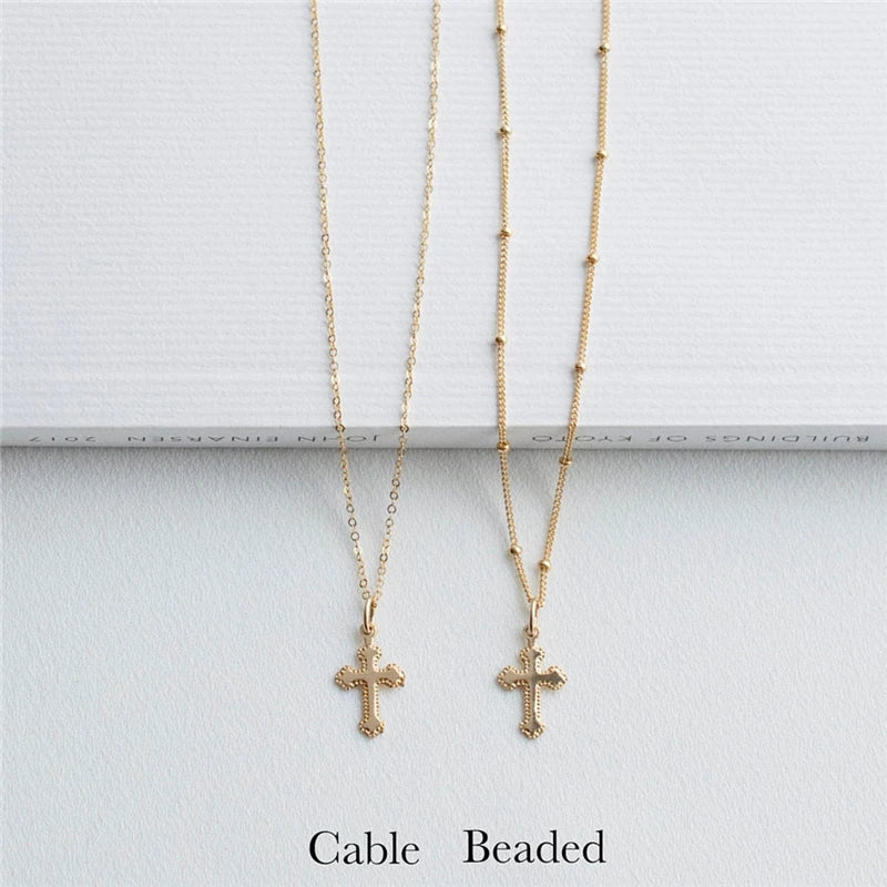 クロスペンダントネックレス 14Kゴールドフィルドクロスジュエリー ゴールドチョーカー ミニマリズムネックレス コリアーファムコリエボヘミアンレディースネックレス