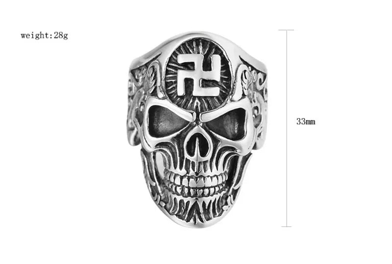 ゴシック スカルリング メンズ チャーム ゴールド シルバーカラー 仏陀文字 シングルリング ヒップホップ ロック バイキングリング メンズアクセサリー Sieraden