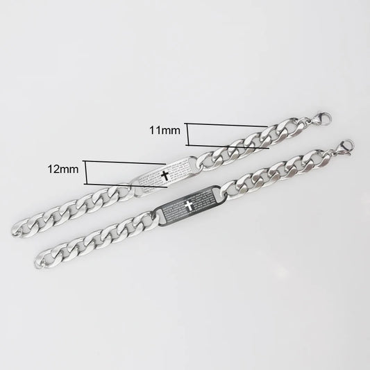 メンズ クロス 聖書文字 クリスチャンブレスレット 彫刻 パンク ステンレススチール ファッションアクセサリー ジュエリー