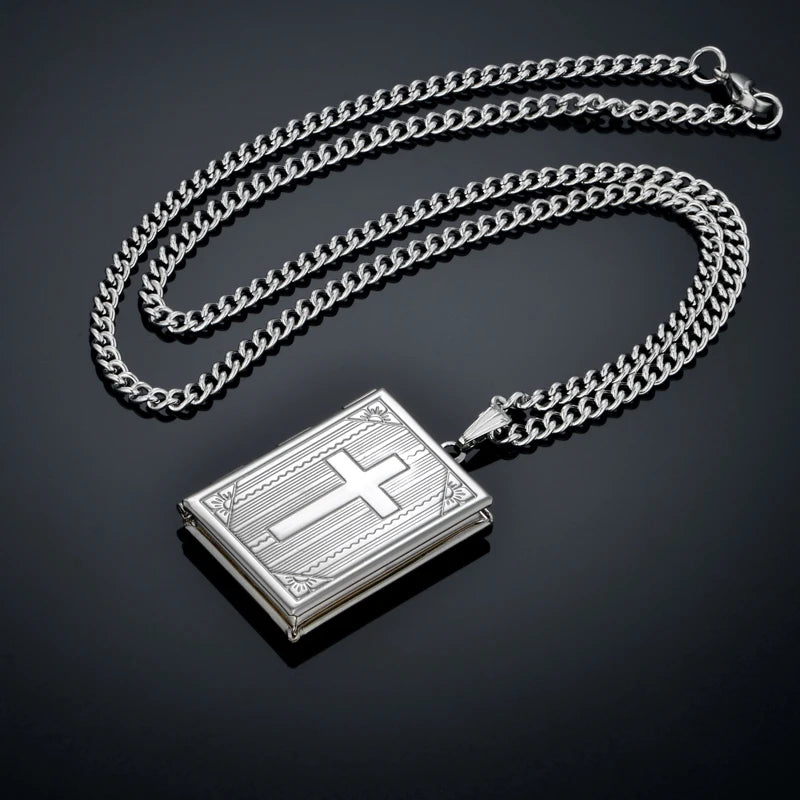 イエス・キリスト十字架ネックレスジュエリー メンズ レディース ゴールドカラースチールチェーン 男性用写真ロケットスタイル イエス十字架ペンダントネックレス XL787