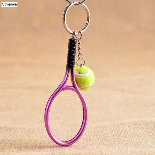 Hot SALE Mini Tennis Racket Pendant Keychain Keyring Key Chain Ring Finder Holer Accessories For Lover's Day Gifts #17162