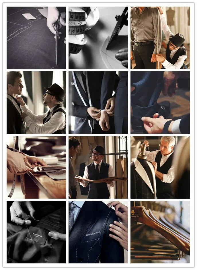 Wool Blue Herringbone Retro Gentleman Style Custom Made Men's Suits Tailor Suit Blazer Suits For Men 3 piece (Jacket+Pants+Vest)