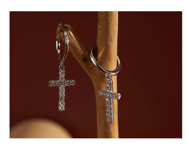 New Arrival 925 Sterling Silver Earrings  Zircon Cross Drop Earrings For Women Birthday Gift Earings Fashion Jewelry