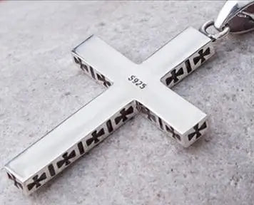 トレンディなブラッククロスペンダントネックレス、メンズチョーカーアクセサリー、ファッション男性用シルバー925ネックレス、ジュエリー、チョーカー、レディース用ビジュー