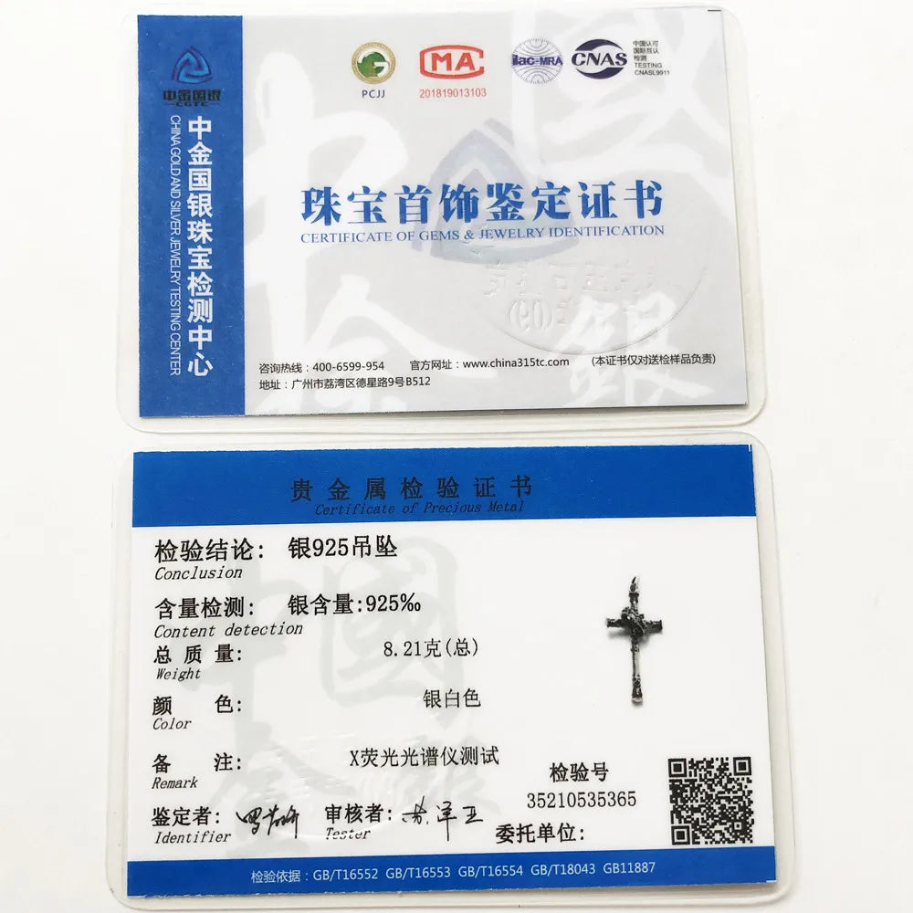 本物の925スターリングシルバー製マジェスティッククロスとクラウンペンダントネックレス、ファインジュエリーアクセサリー、レトロでトレンディな男性向けギフト。