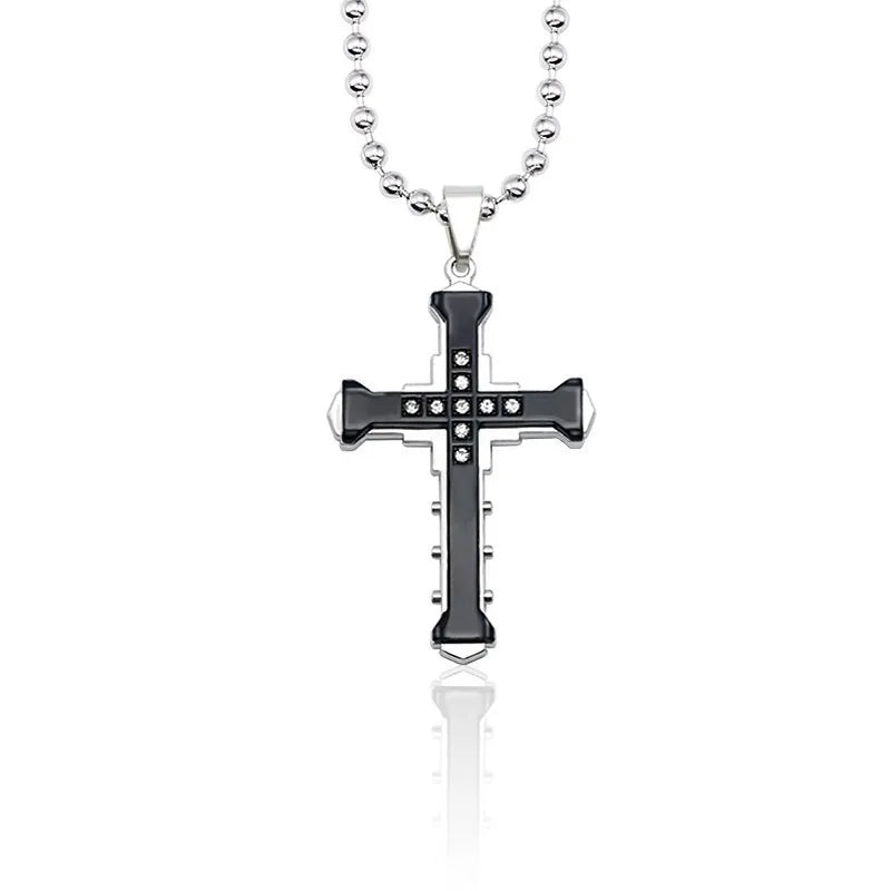 ヴィンテージクロスネックレス メンズ レディース トレンディなクロスペンダント 象嵌ジルコンチョーカーネックレス パーティージュエリー 彼氏へのギフト