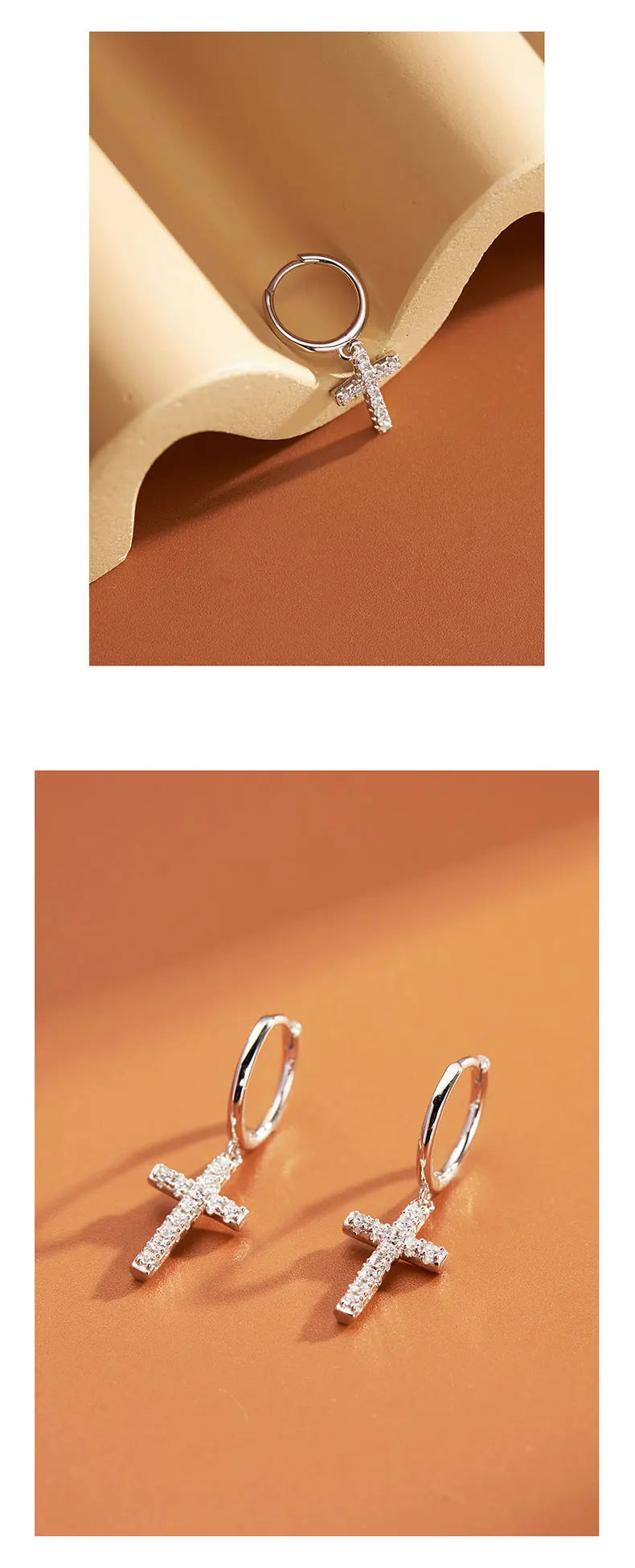 New Arrival 925 Sterling Silver Earrings  Zircon Cross Drop Earrings For Women Birthday Gift Earings Fashion Jewelry