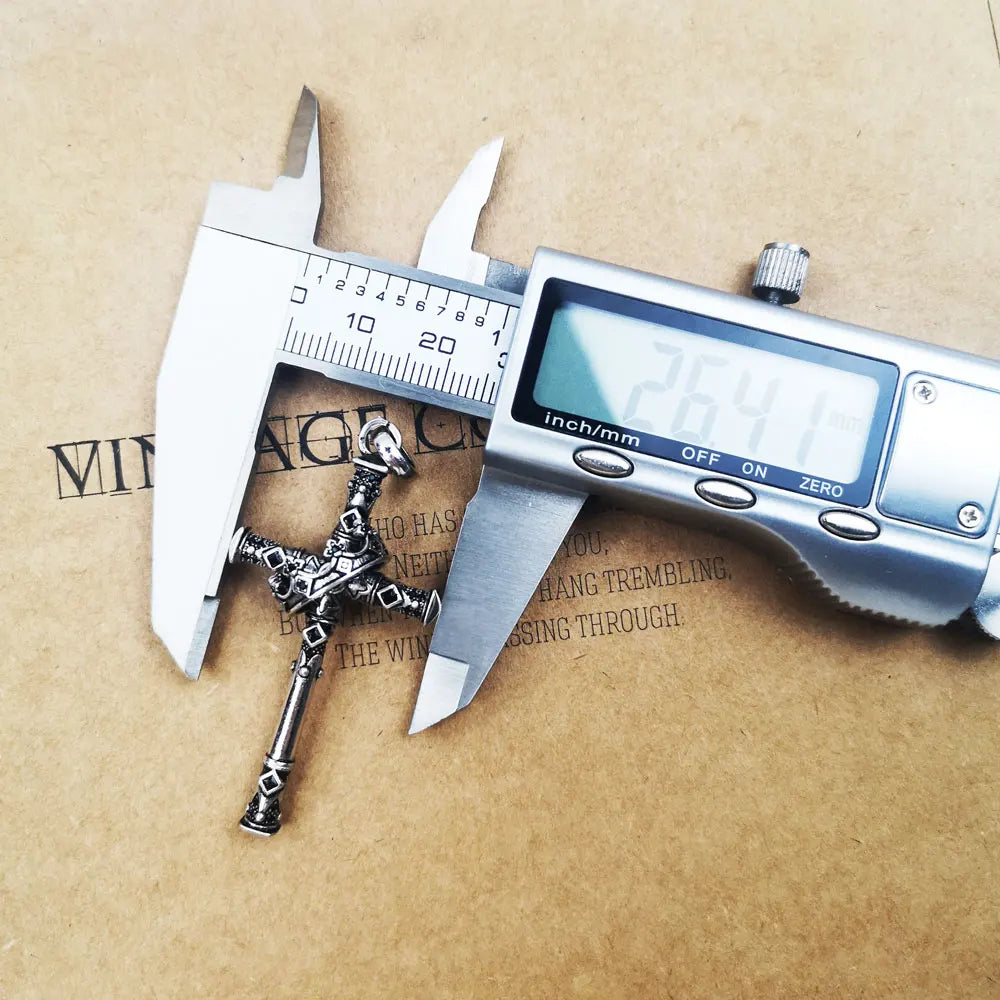 本物の925スターリングシルバー製マジェスティッククロスとクラウンペンダントネックレス、ファインジュエリーアクセサリー、レトロでトレンディな男性向けギフト。