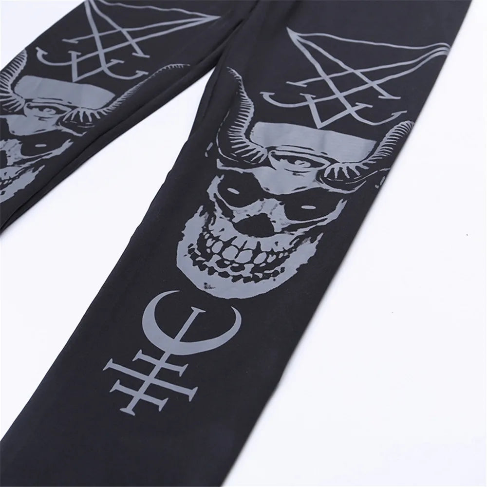 [You're My Secret] Gothic Leggings For Women Ouija Workout Yoga Trousers Pants Dark Black Cat Skull Leggins Devil Satan Leggings