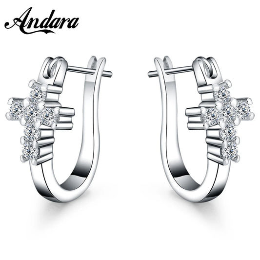 ファッション 925 シルバー イヤリング ジルコン クリスタル クロス イヤリング 女性 グラマー ジュエリー ギフト