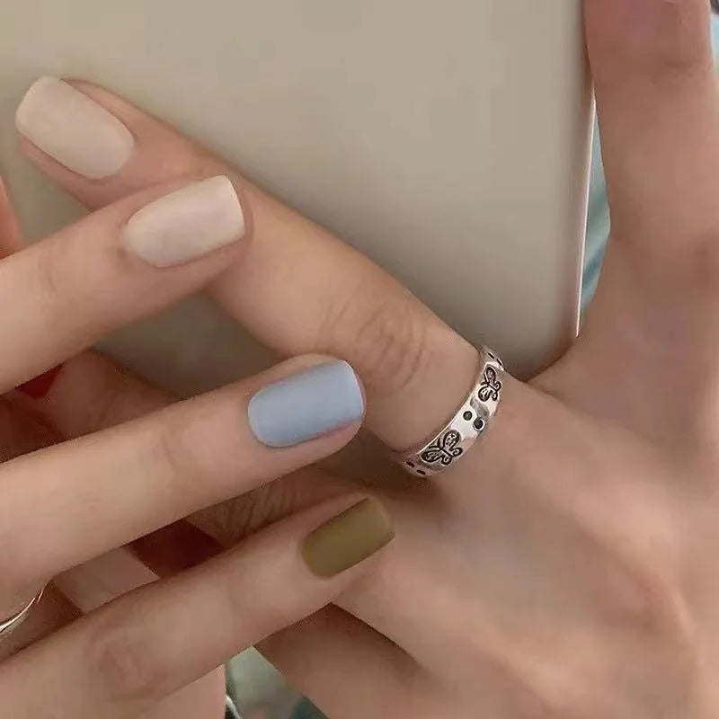 ヴィンテージ シルバーメッキ クロスリングセット レディース ゴシック パンク スチームパンク バタフライリングセット パーティー ファッション ジュエラー