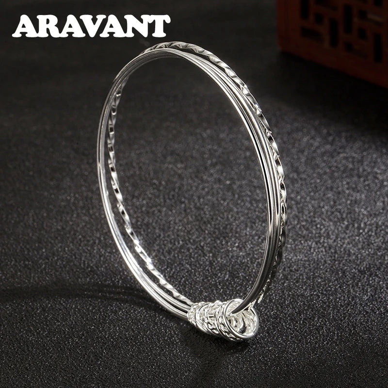 Aravant 925シルバー スリーサークルブレスレット＆バングル レディース ファッションジュエリー