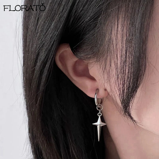 925シルバーニードルメンズクロススターパンクダングルイヤリングゴシックレディースクロスイヤーフープイヤリングハギーペンダントピアスジュエリー