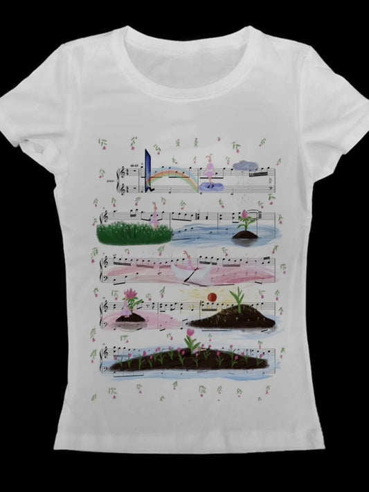 Y2k anime Streetwear O-neck 90s Text Printing Tops Women Harajuku Clothes Simple Vintage Crop Tee Aesthetic emo Casual T-shirt