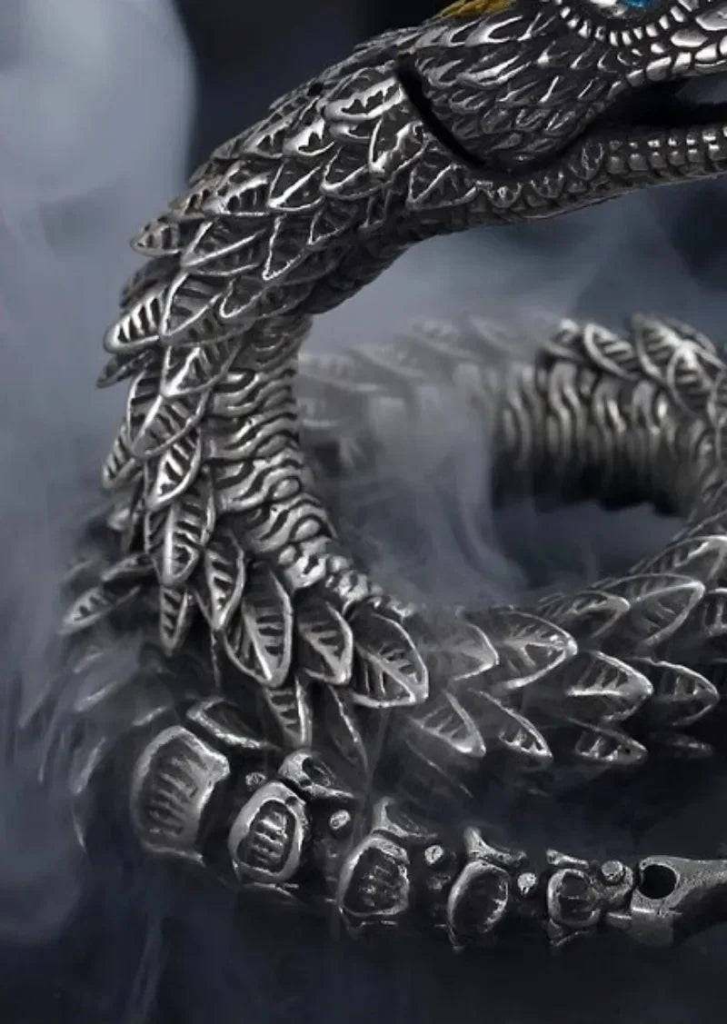 ユニークな職人技が光る925シルバーの高級メンズブレスレット。オリジナルデザイン。高品質ヒップホップスタイルのスネークバングルジュエリー。
