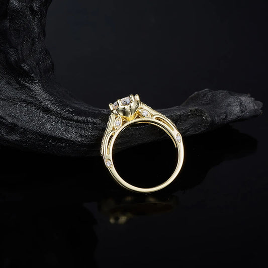 Luxury Moissanite Rings Woman Jewelry 6.5mm D VVS1 Sterling Silver 925 Ring GRA 18K Gold Plated Engagement Wedding Party Gift