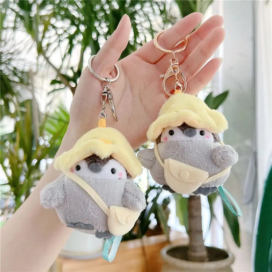 Cute Penguin Plush Key Ring Tourist Hat Penguin Keychain For Girls Gifts Creative School Bag Keychain