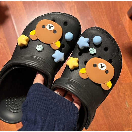 10pcs Shoes Charms Removable Cute Bear Stars Shoe Accessories for Girls Summer Shoes DIY Gift