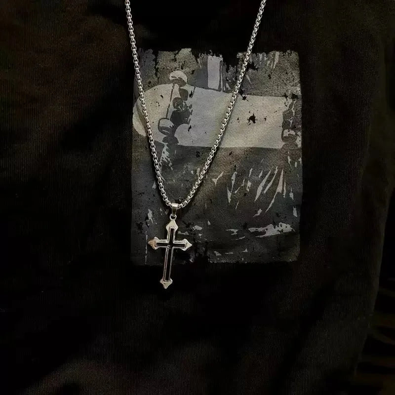 クロスペンダントネックレス メンズ ボーイズ ゴールドメッキ シルバーカラー シンプル ツイストチェーン ファッショナブルジュエリー ビーチパーティーギフト