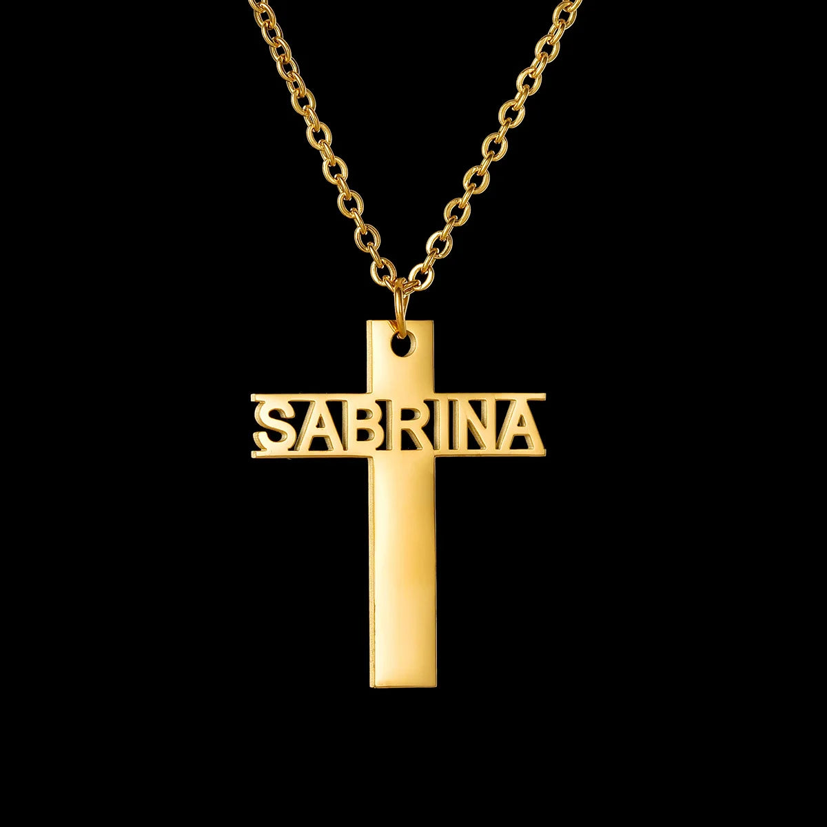 クロスシェイプネックレス カスタムネームペンダント レディース ステンレススチール パーソナライズネームプレート 誕生日ジュエリーギフト アクセサリー