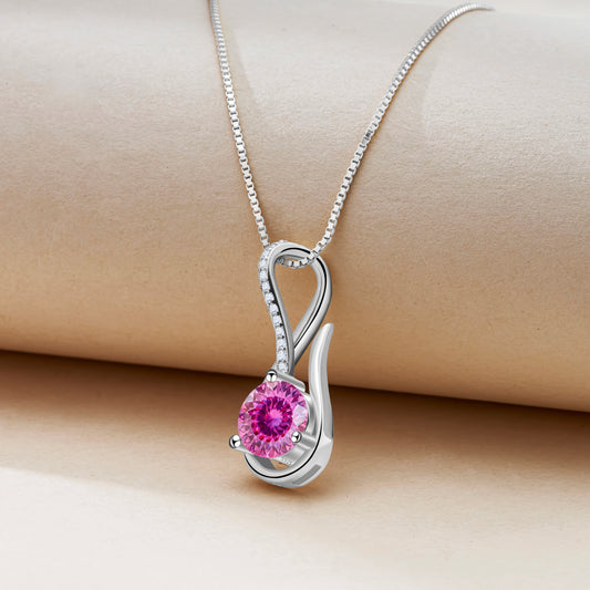 2 Carat 8mm Moissanite Necklace for Women GRA Certified 925 Sterling Silver Solitaire Pendant Chain Diamond Tester Included