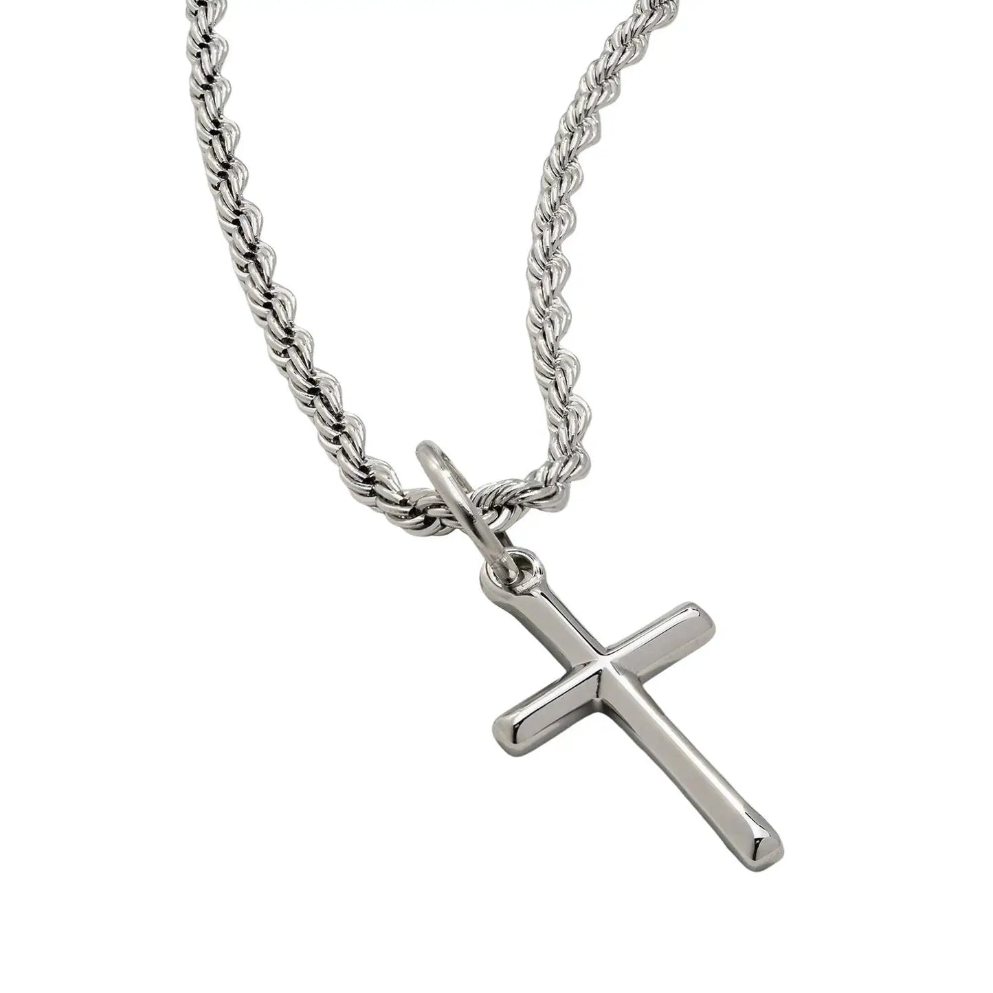 Stainless Steel Cross Pendant Necklace for Men Boys 18K Gold Plated Silver Simple Twisted Chain Fashionable Jewelry Beach Party