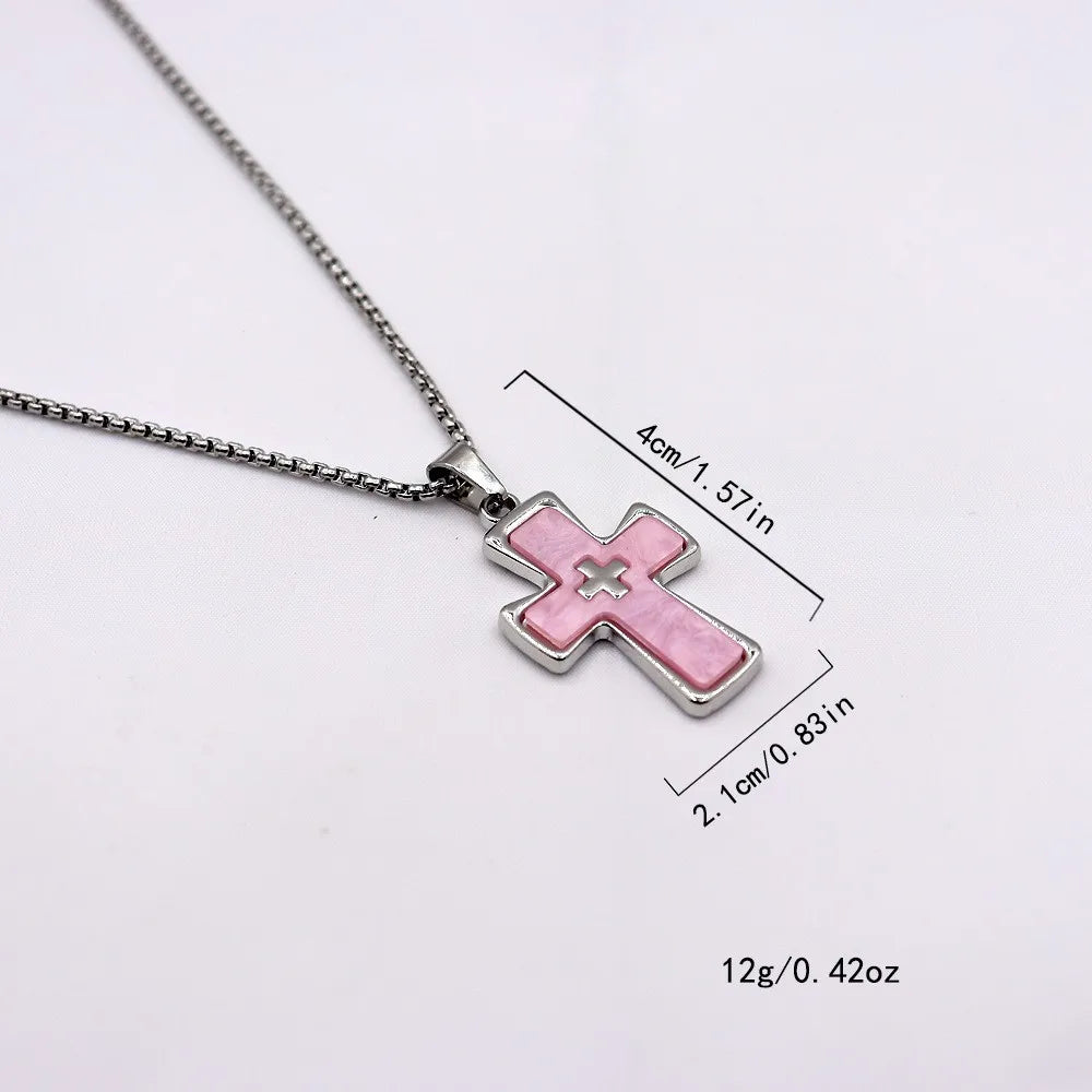 1 Piece Cross Pendant Necklace Men Tide Titanium Steel Niche Design Hip Hop Style Sweater Chain Women Holiday Gift