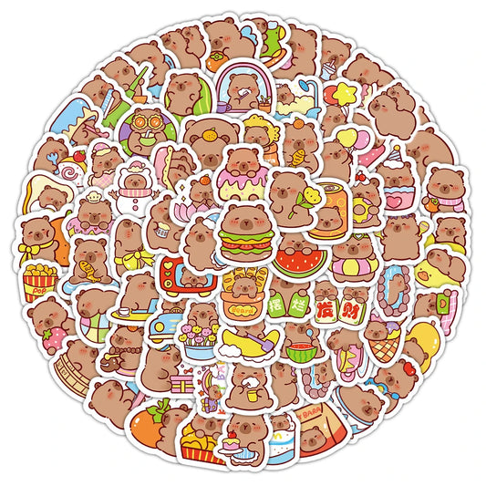 10/30/50/100pcs Cute Funny Capybara MEME Stickers Kawaii Animal Decal Decoration DIY Notebook Laptop Luggage PVC Sticker for Kid