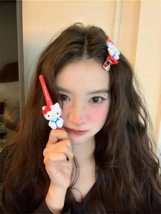 1/2pcs Hello Hairpin Kitty My Melody Kuromi Cinnamoroll Word Clip Headdress Bangs Clips Hair Accessories Gifts