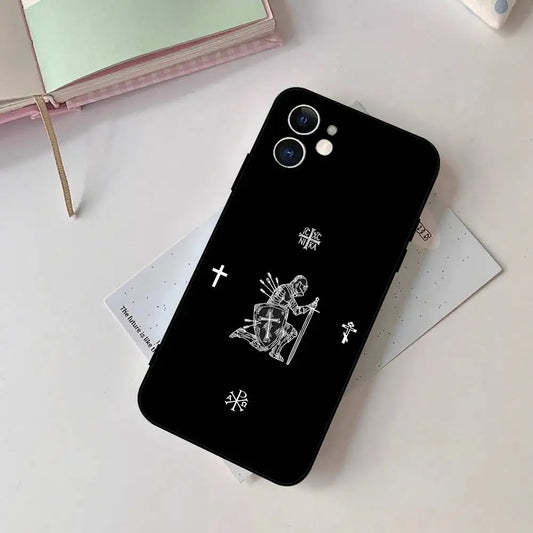 正教会の十字架アイコン教会電話ケース ブラック iPhone 17/16/15/13/14 Pro Max/ 11Plus/X/Xr/Xs Max 13mini用