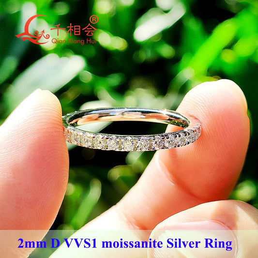 solid 2mm 3mm Moissanite Full Eternity Ring Band 925 Sterling Silver white Round Moissanite Diamond Jewelry gift dating party