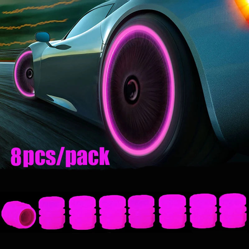 1-20Pcs Car Luminous Tire Valve Cap Motorcycle Bike Wheel Nozzle Night Glowing Fluorescent Decor Tyre Valve Stem Luminous Caps
