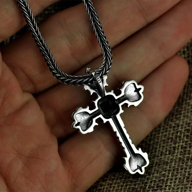 トレンディなメンズレディースS925スターリングシルバーフレームクロスネックレスペンダント男性女性ウェディング誕生日パーティージュエリーアクセサリー