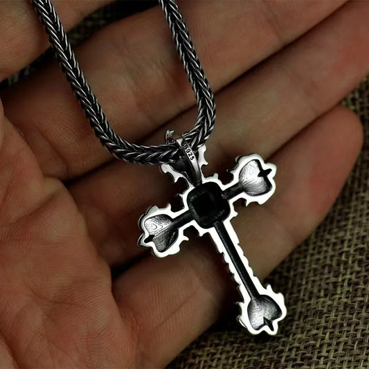 トレンディなメンズレディースS925スターリングシルバーフレームクロスネックレスペンダント男性女性ウェディング誕生日パーティージュエリーアクセサリー