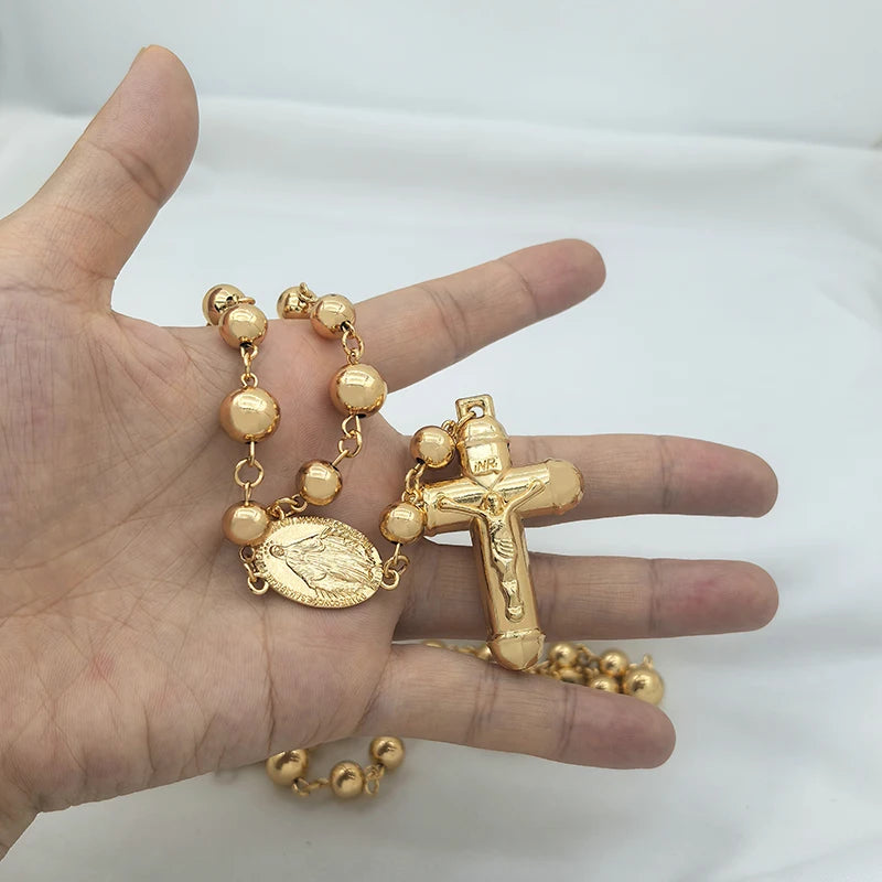 ロザリオネックレス クロスペンダント付き ロングリンクチェーン レディース メンズ 90cm 長さ セーターチェーン ヒップホップ ジュエリー アクセサリー パーティーギフト