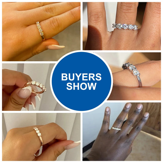 5pcs Stones Moissanite Diamond Ring for Woman Silver 925 100% Rose Gold Plated Fine Jewelry with Certified Engagement Gifts