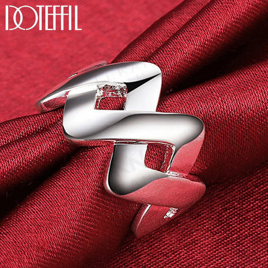 DOTEFFIL 925スターリングシルバー クロス スムースリング レディース メンズ 結婚式 婚約 パーティー ファッション チャーム ジュエリー