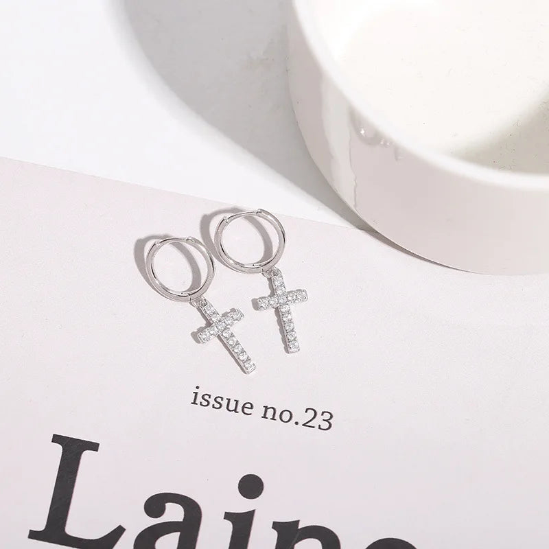 925スターリングシルバークロスイヤリングクリエイティブホットセクシージュエリー女性へのギフトカスタマイズ