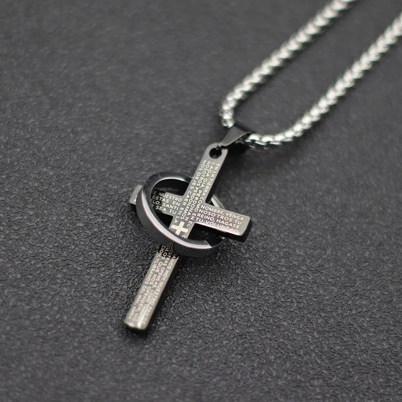 4 Colors Men Cross Necklace Stainless Steel 60cm Pendant Collar Gift For Boyfriend Accessories Homme Hiphop Rock Jewelry Joias