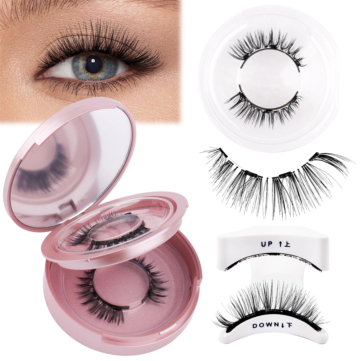 ウェンディラッシュ マグネットまつげ 2ペア ハンドメイド 3D ミンクまつげ 再利用可能 つけまつげセット マグネットピンセットセット メイクアップ
