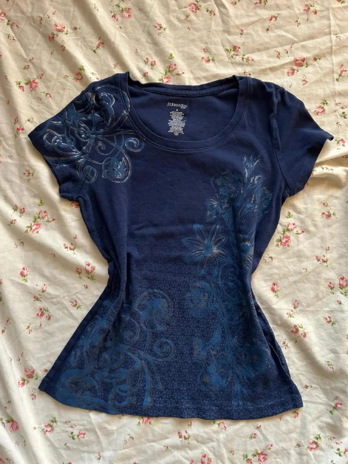 Y2Kサブカルチャーヴィンテージベーシックフローラルプリント半袖OネックスリムフィットカジュアルサマーストリートウェアTシャツベーシックレディース服